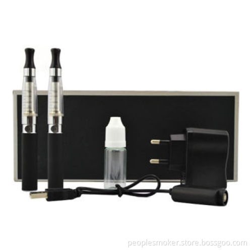 E-cigarette with 2pcs cartomizers, 2pcs batteries, 1pc USB charger/1pc wall charger/1pc empty bottle